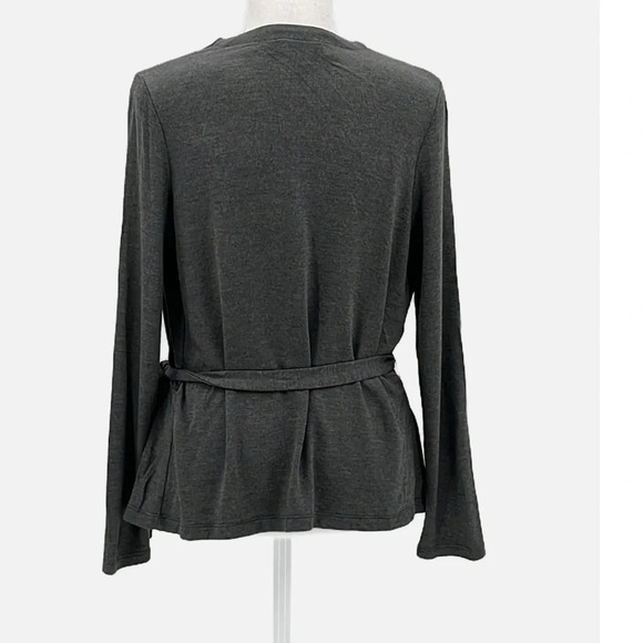 Amour Vert Belted Wrap Top in Grey - NWOT - Size XS - Picture 4 of 8